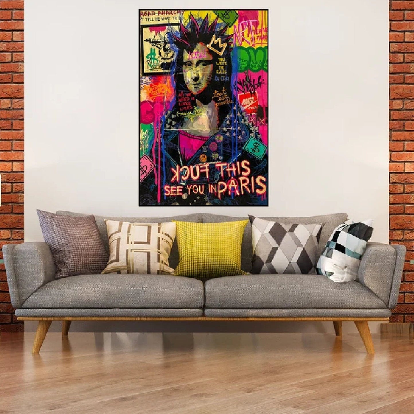 Mona Lisa 100% Hand Painted Punk Street Artwork