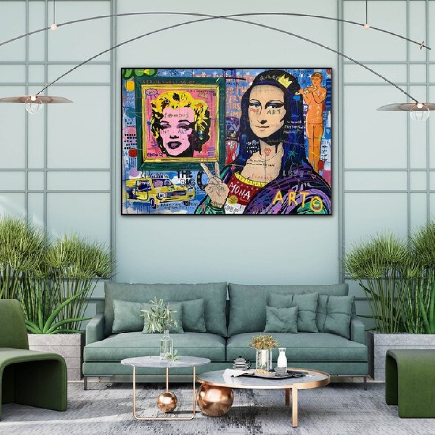 100% Hand Painted Mona Lisa Graffiti Pop Wall Art