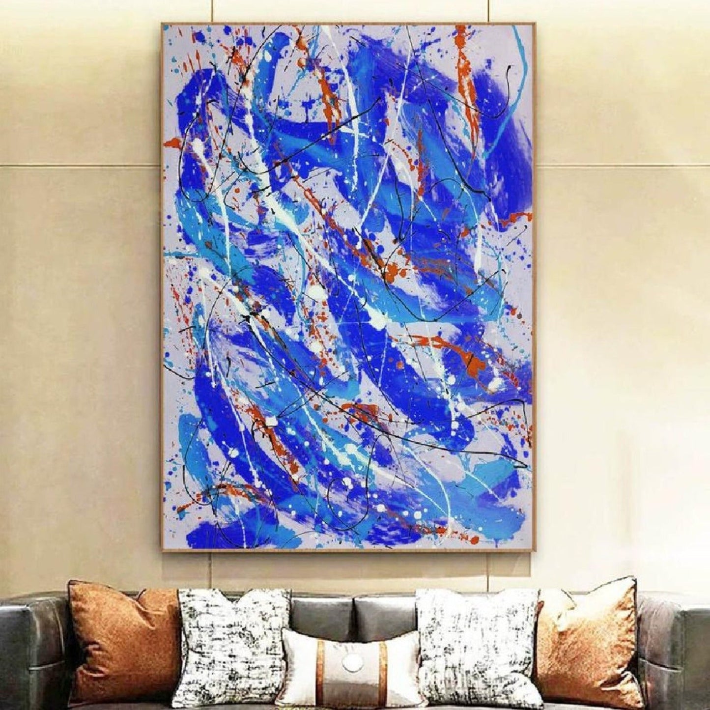 Acrylic Blue 100% Hand Painted Vein of Pollock