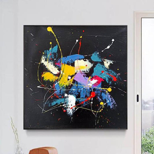 Abstract Black Iconic Jackson Inspired Pollock Oil Painting