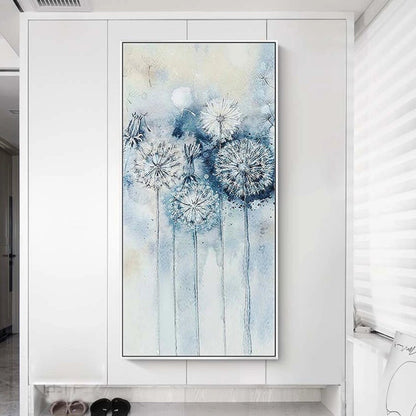 Contemporary White Dandelion Floral Wall Painting