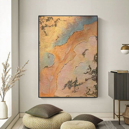 3D Textured Gold Orange 100% Hand Painted Wall Art