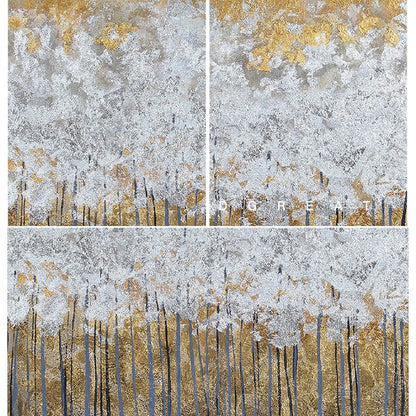 White and Gold Foil Forest 100% Hand Painted Wall Art