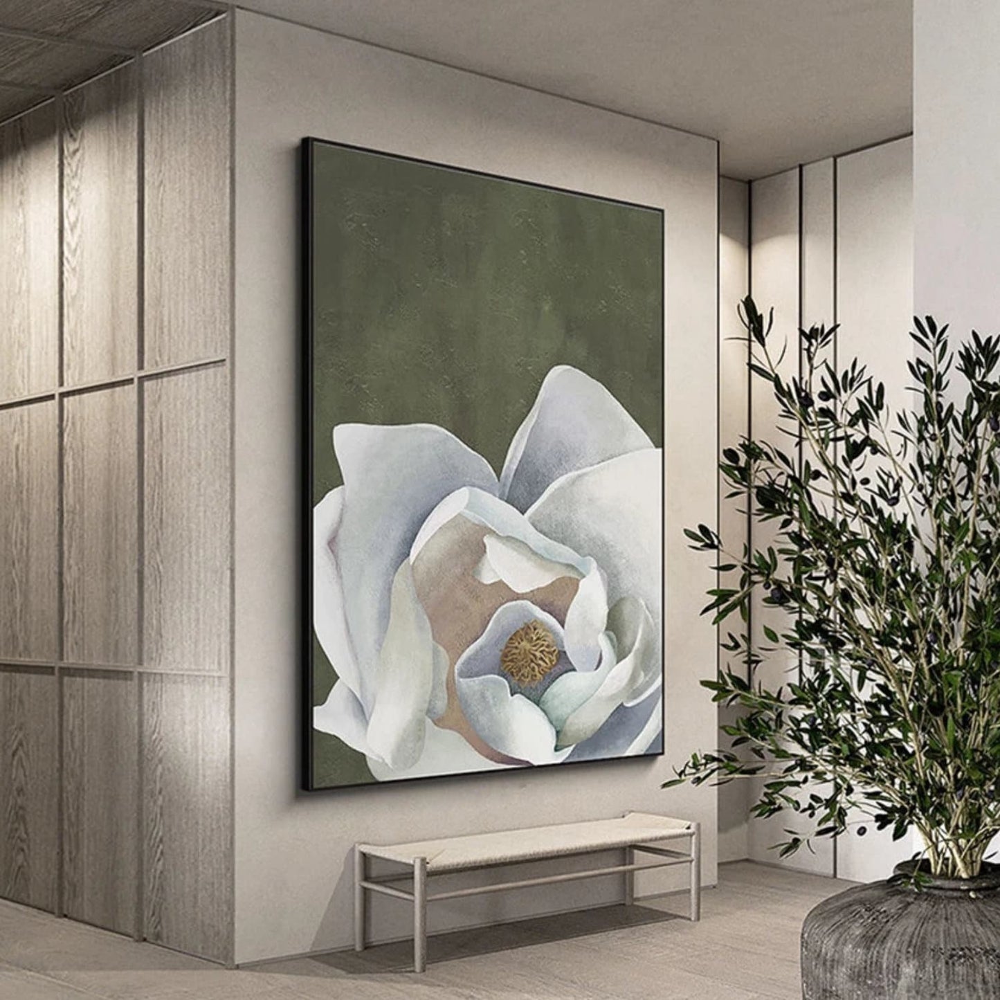 Lovely White Flower Petals Modern Acrylic Artwork