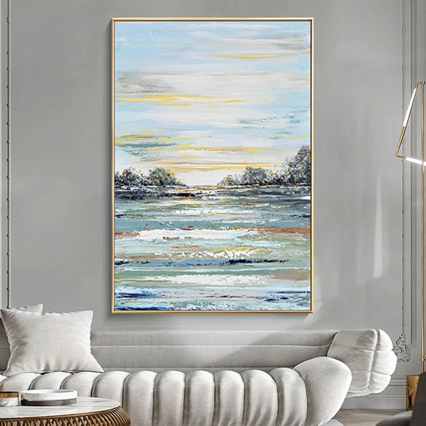 Peaceful Evening Landscape Abstract Oil Painting