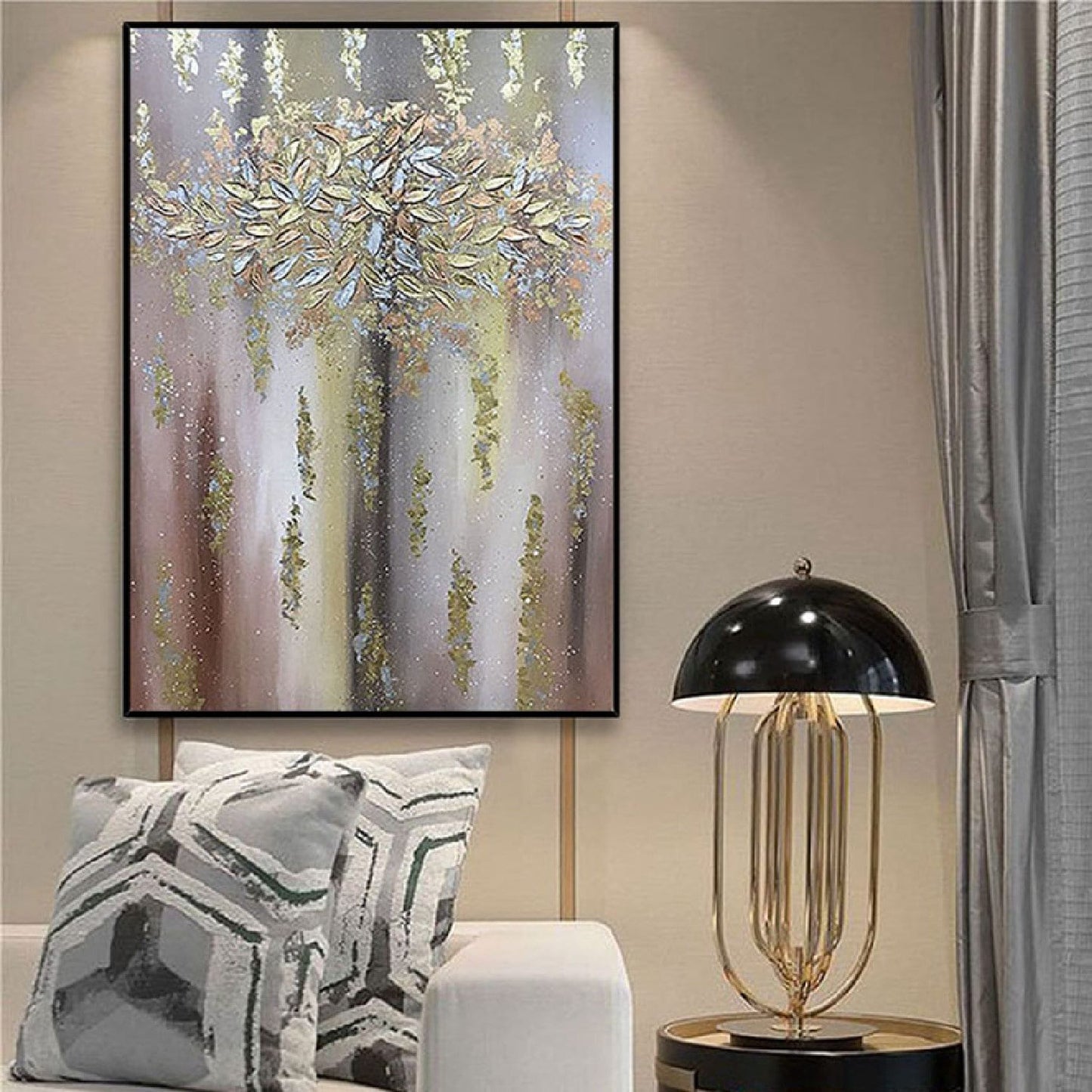 Modern Sparkling Leaves 100% Hand Painted Artwork