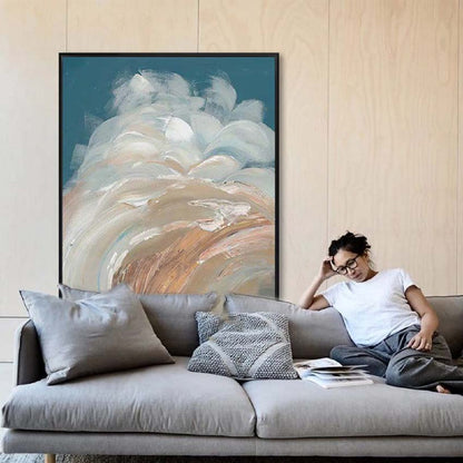 Abstract White Waves 100% Hand Painted Wall Art