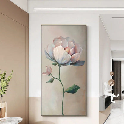 Elegant Peony Flower Acrylic Floral Wall Painting