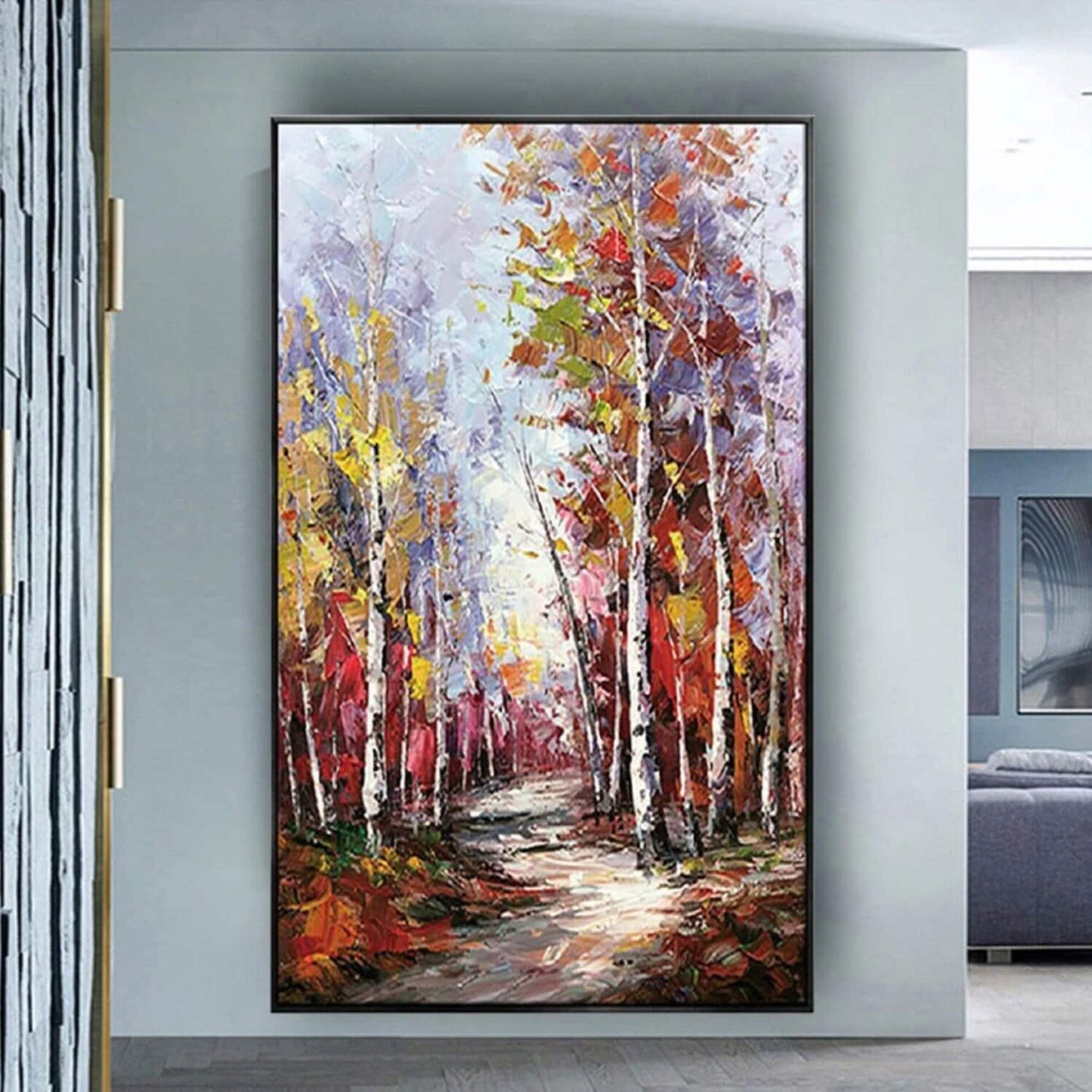 Autumn Birch Forest 100% Hand Painted Wall Art