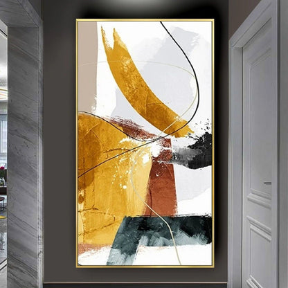 Abstract Golden 100% Hand Painted Modern Wall Art