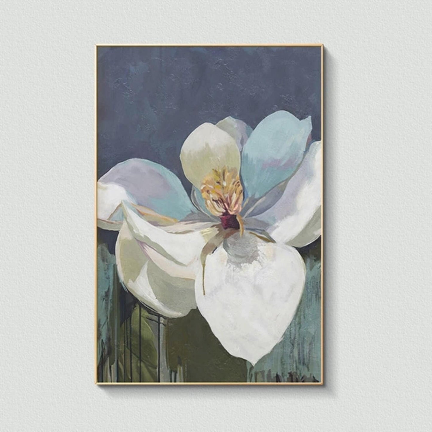 Contemporary White Magnolia Textured Floral Art