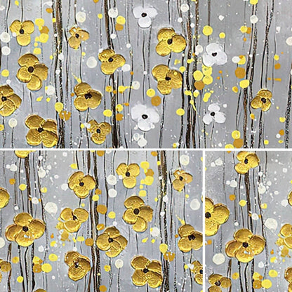 3D Textured Wall Hanging Golden Flowers Painting