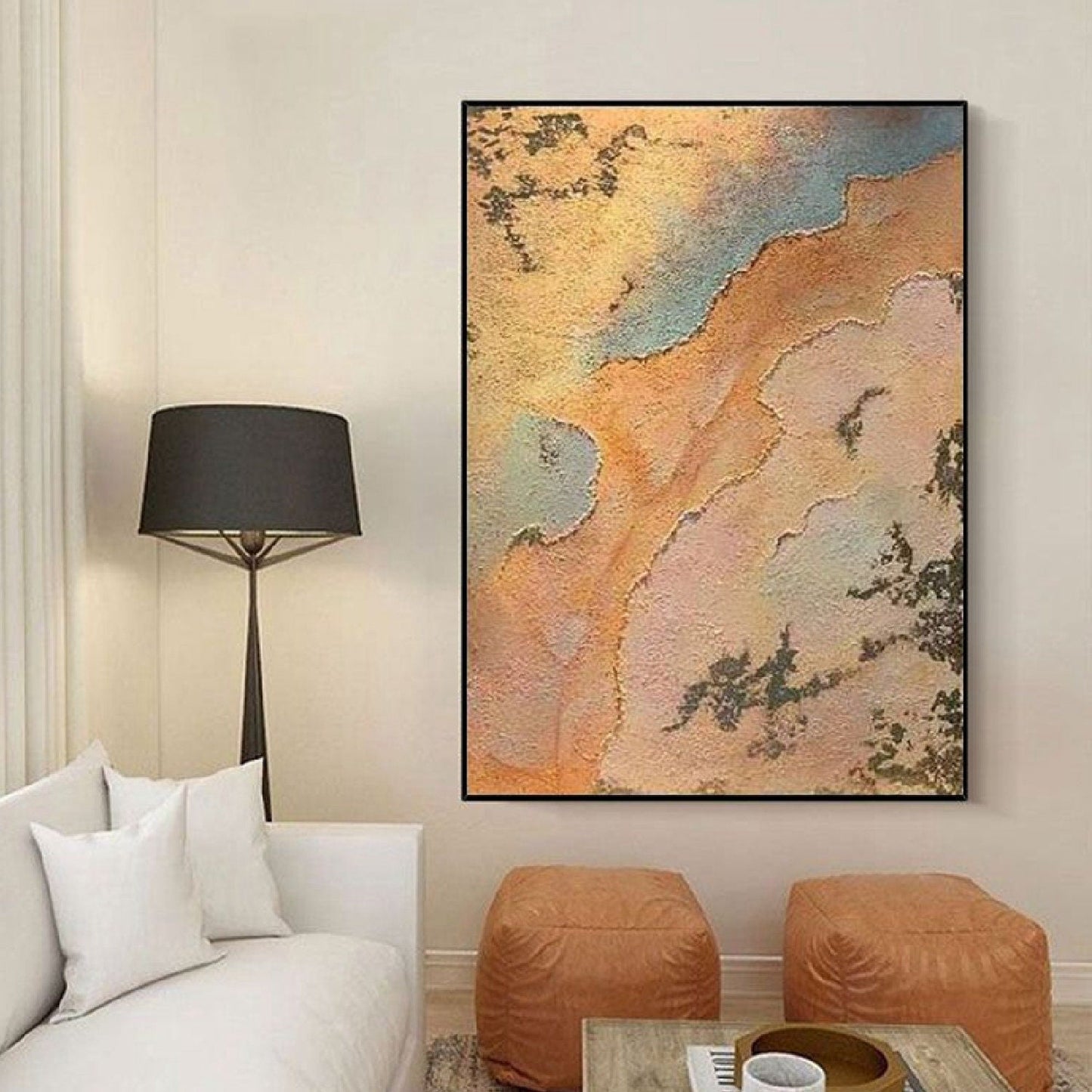 3D Textured Gold Orange 100% Hand Painted Wall Art