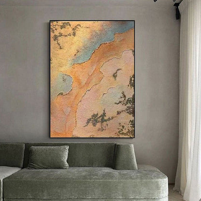 3D Textured Gold Orange 100% Hand Painted Wall Art