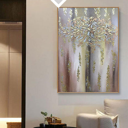 Modern Sparkling Leaves 100% Hand Painted Artwork