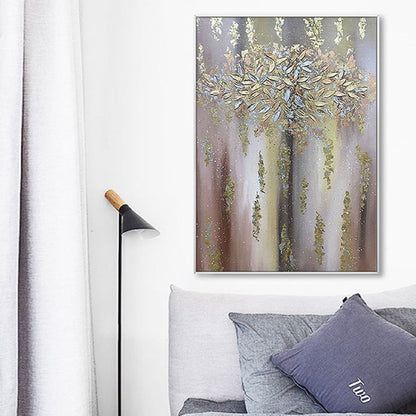 Modern Sparkling Leaves 100% Hand Painted Artwork