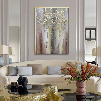 Modern Sparkling Leaves 100% Hand Painted Artwork