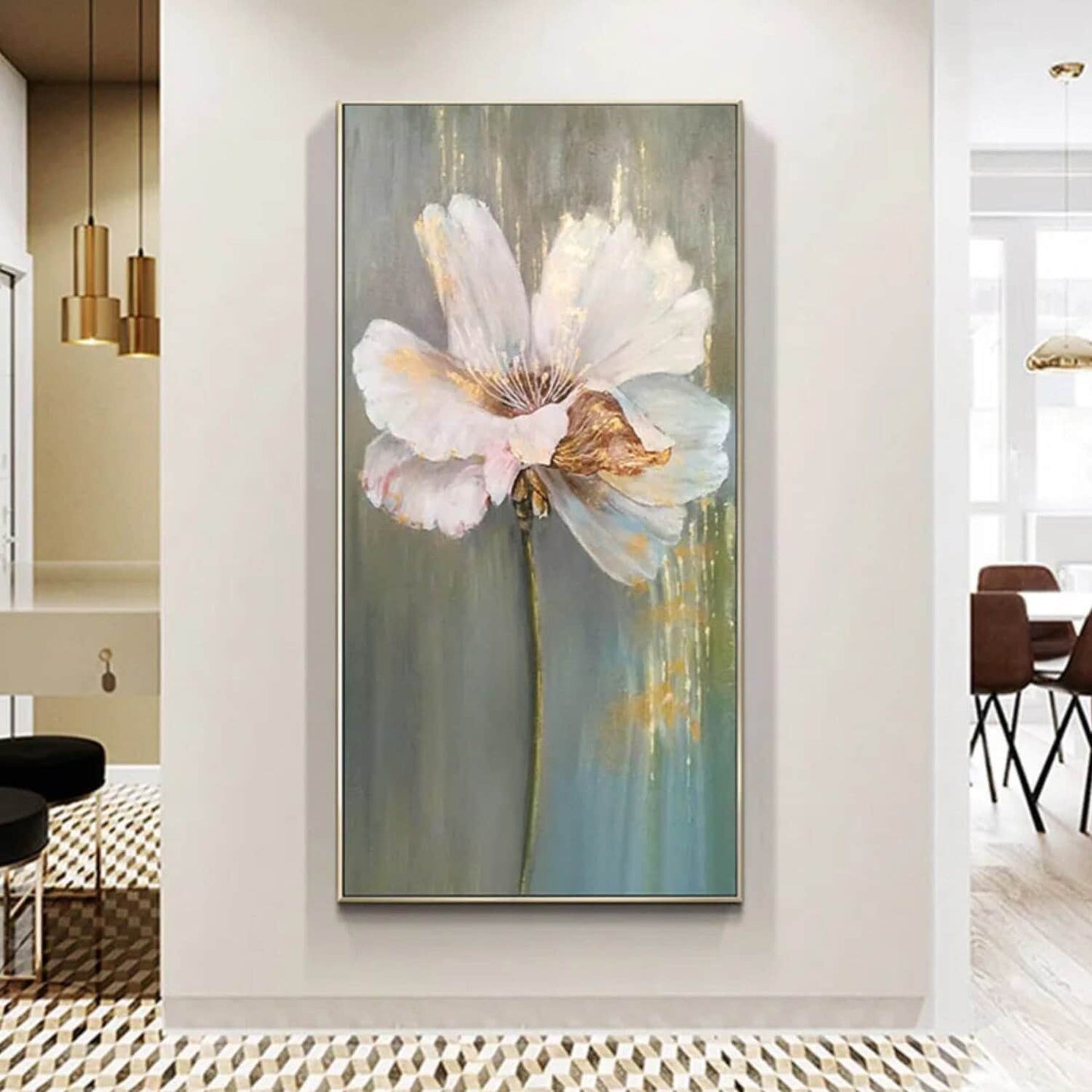 Delightful White Flower Acrylic Oil Painting