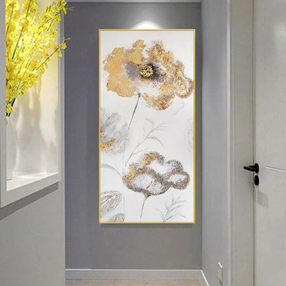 Modern Golden Flowers 100% Hand Painted Artwork