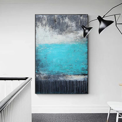 Nordic Style Blue Lake Textured Minimal Artwork