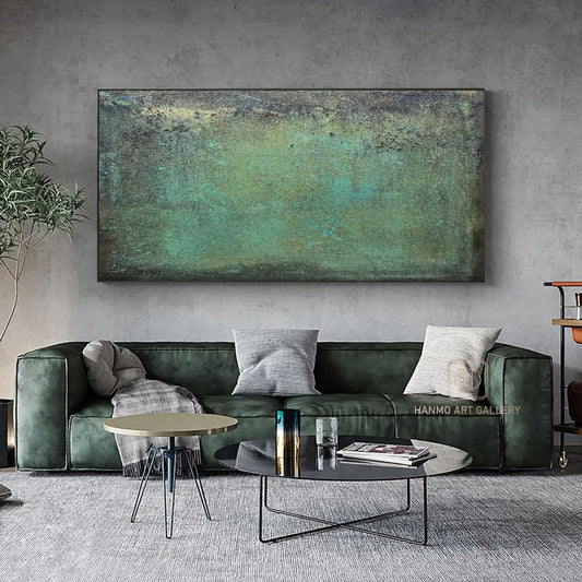 Abstract Green Textured Minimalism Oil Painting