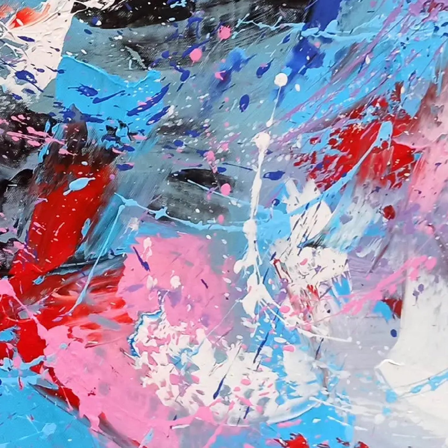 Abstract Blue Drip Artwork Resembling Pollock's style