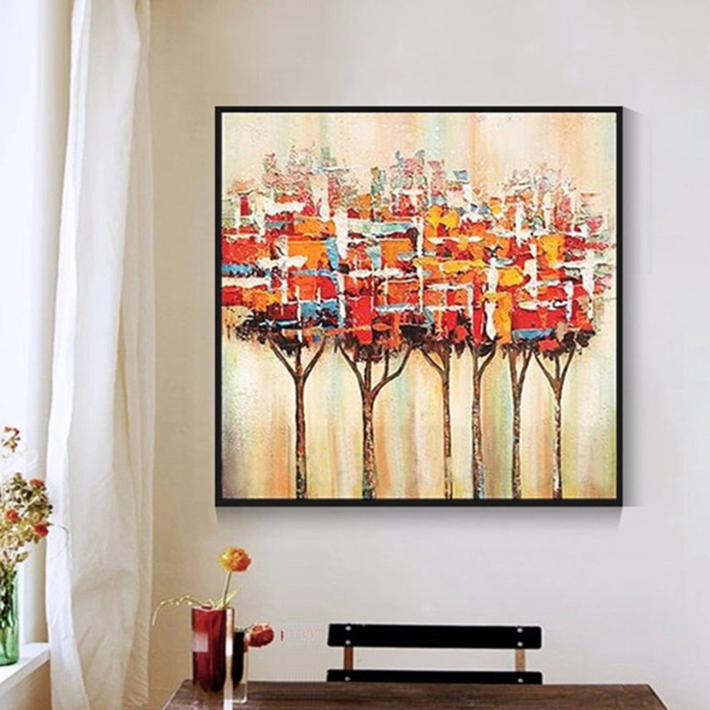 Large Abstract Modern Square Tree Oil Painting