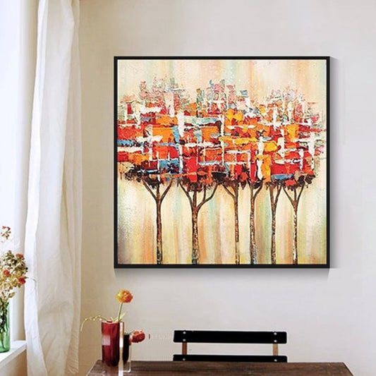 Large Abstract Modern Square Tree Oil Painting