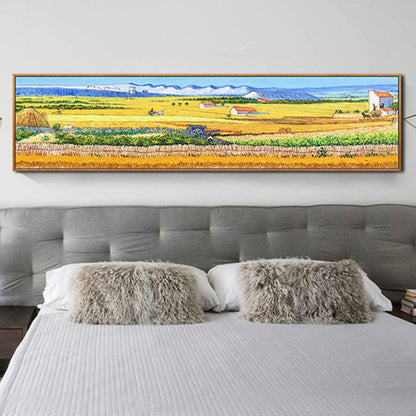 Large Autumn Harvest Wheatfield Landscape Painting