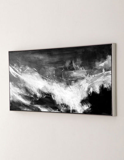 Large Black And White Abstract Painting #ABAP02