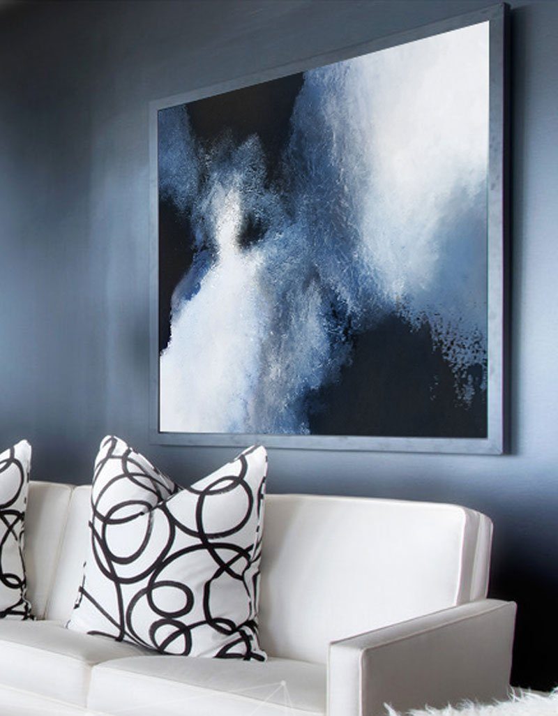 Large BLue Black Abstract Art #ABAH11