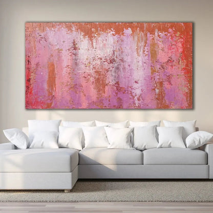 Large Pink Textured Wall Decor Minimalist Painting