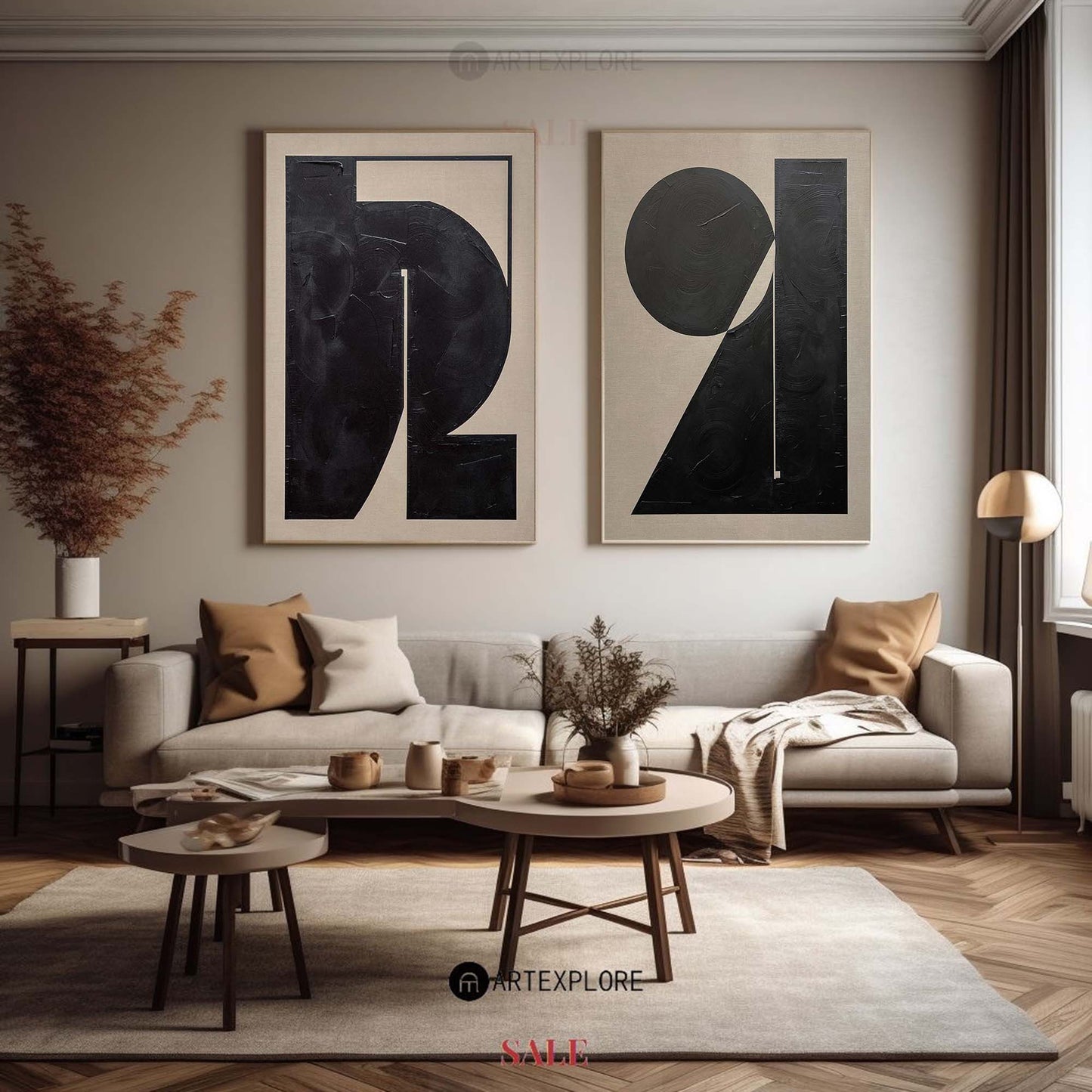 Set of 2 Abstract Art #ABAO60