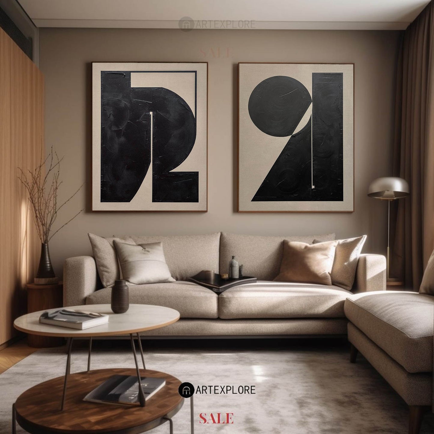 Set of 2 Abstract Art #ABAO60