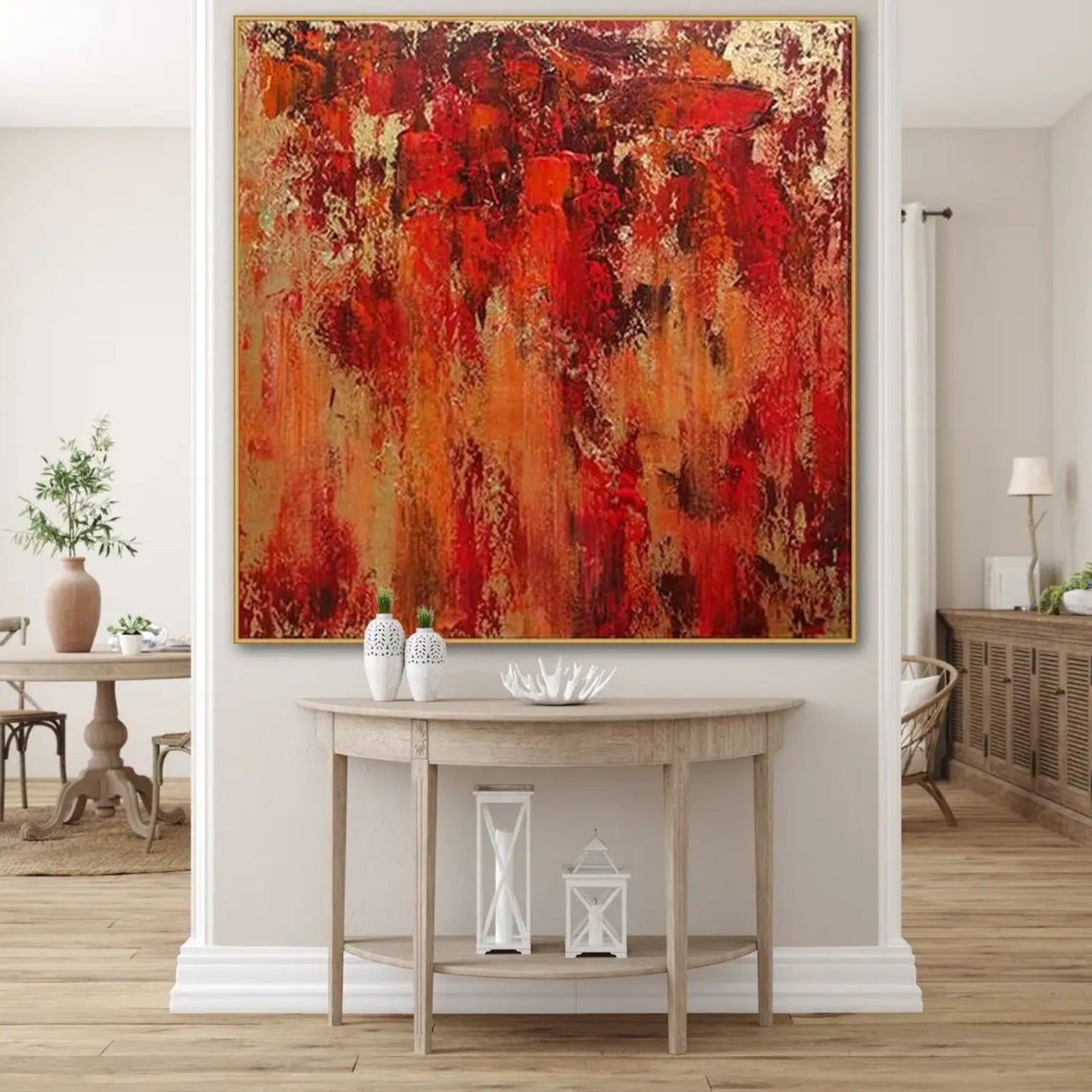 Luxurious Acrylic Red Abstract Minimalist Wall Art