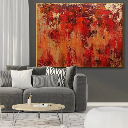 Luxurious Acrylic Red Abstract Minimalist Wall Art