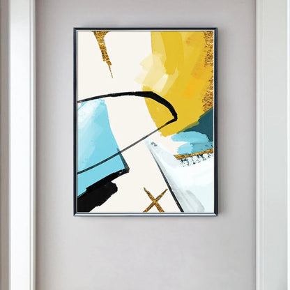 Yellow Blue Colour Splash Nordic 3 Canvas Painting