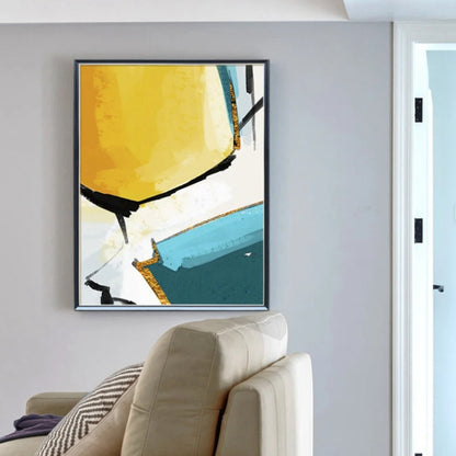 Yellow Blue Colour Splash Nordic 3 Canvas Painting