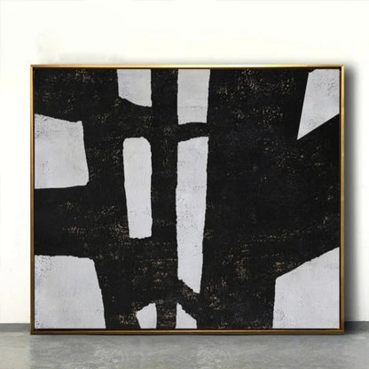 Mid Century Modern Black White Minimalist Painting