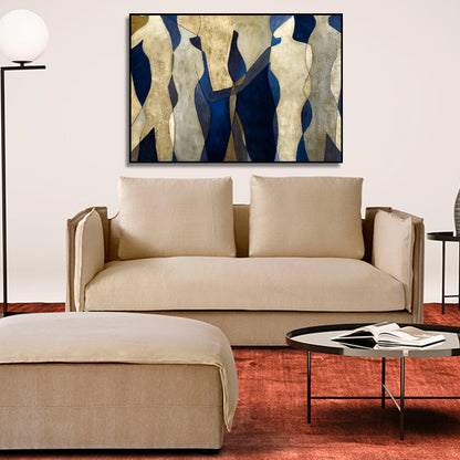 Minimalist Blue & Gold Acrylic Figures Wall Art