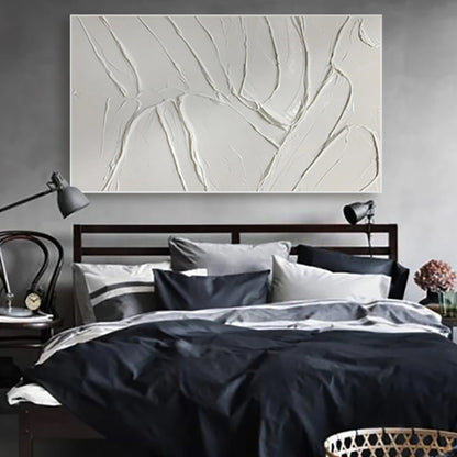 Minimalist White 3D Textured Abstract Modern Painting