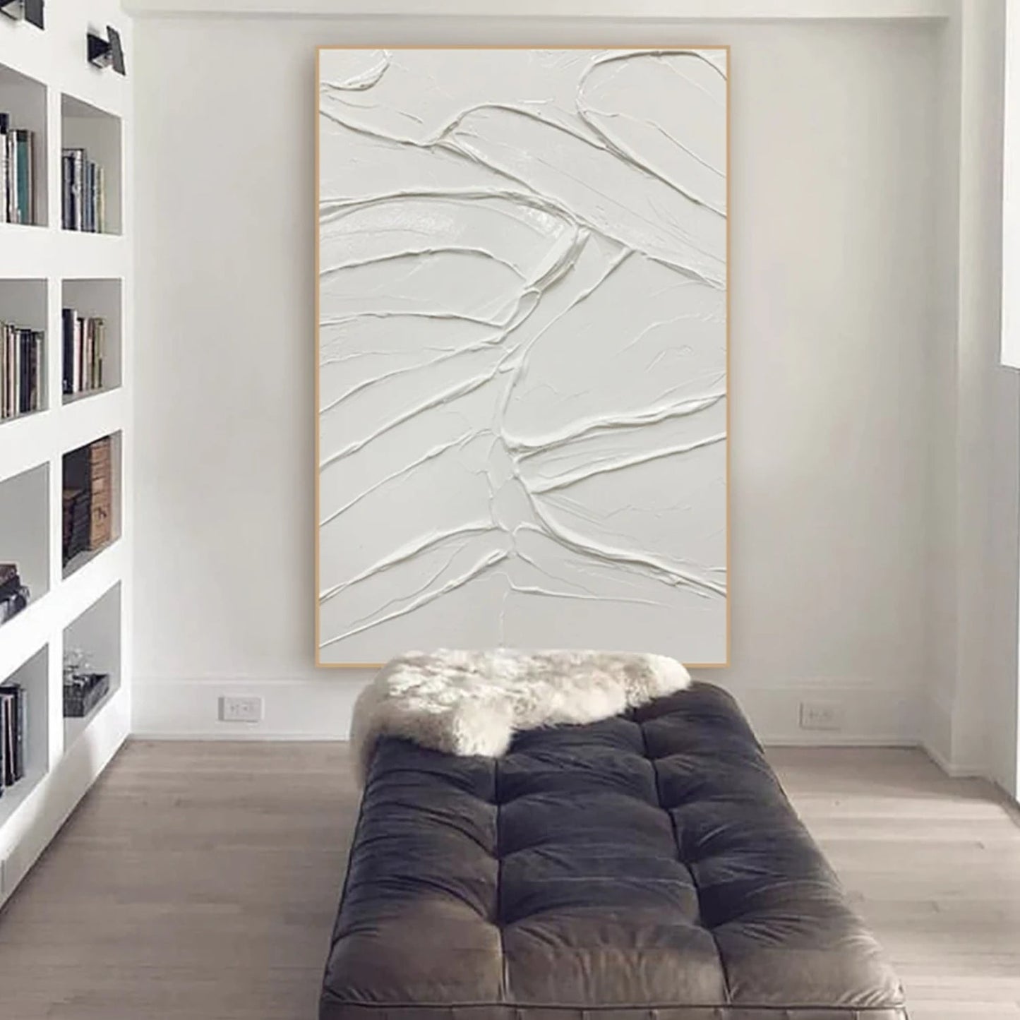 Minimalist White 3D Textured Abstract Modern Painting