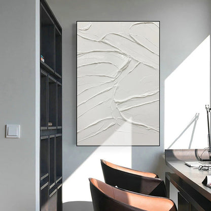 Minimalist White 3D Textured Abstract Modern Painting