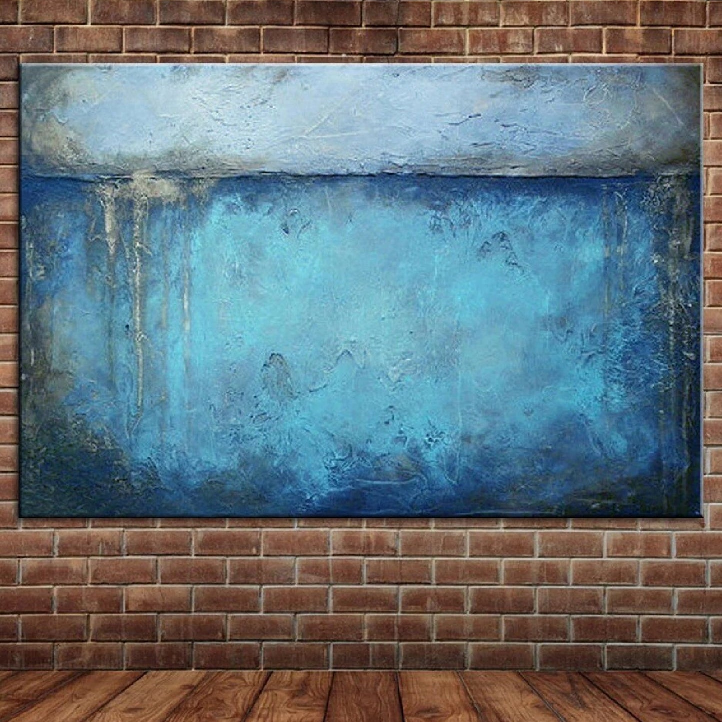 Modern Abstract Blue Textured Mural Painting