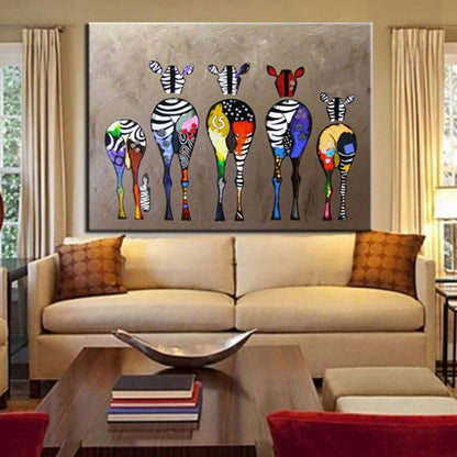 Modern Abstract Colourful Zebras Wall Art