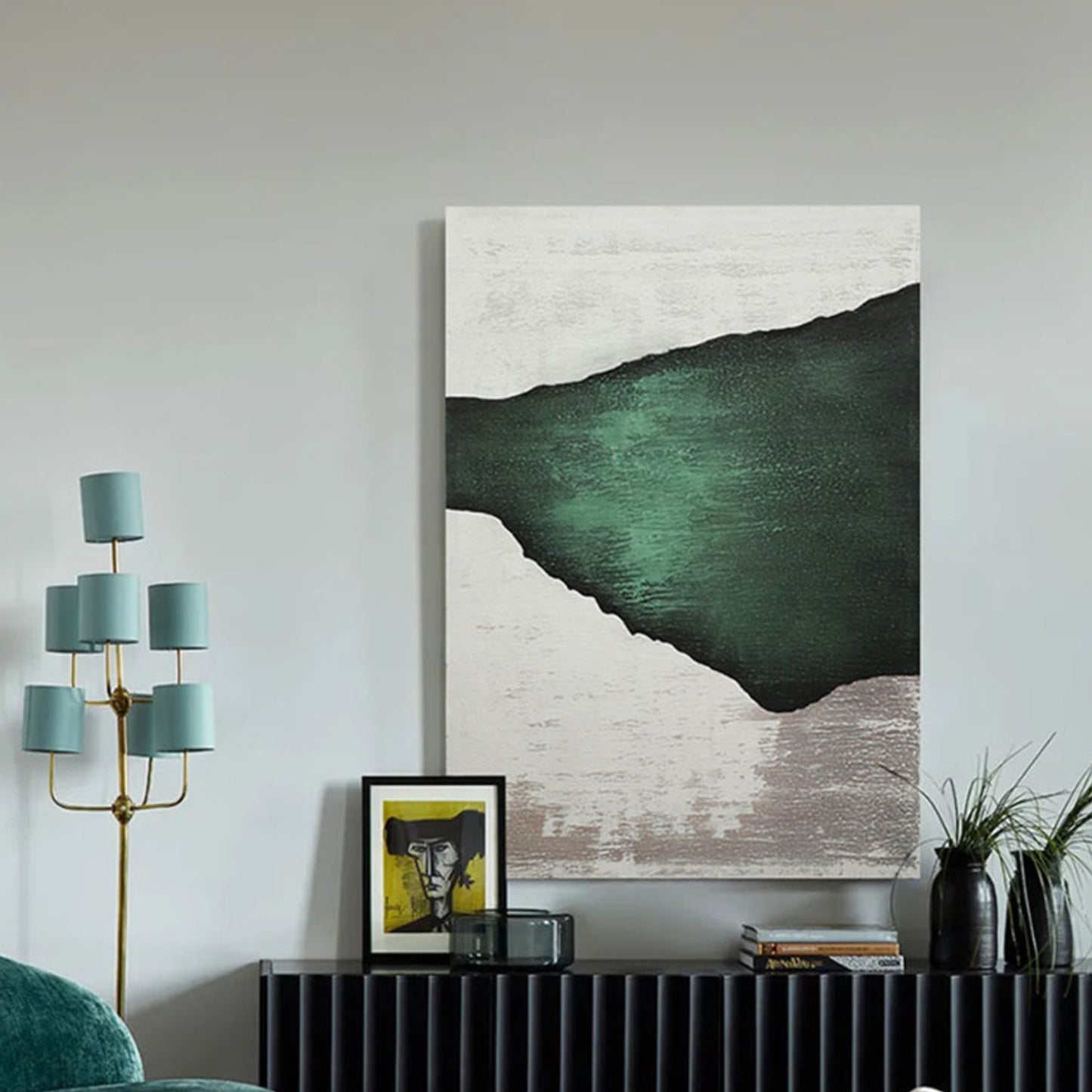 Modern Green Hand-Painted Luxury Textured Artwork