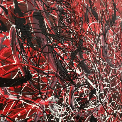 Modern Abstract Red Canvas Jackson Pollock Inspired Art