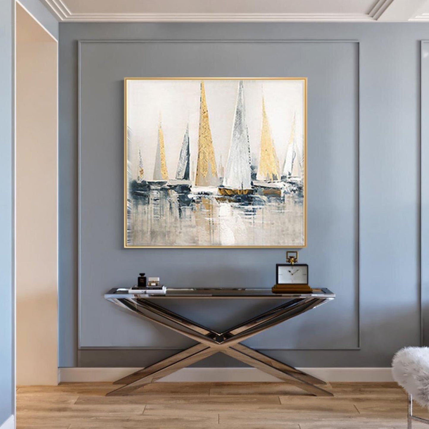 Modern Abstract Sailboats Canvas Oil Painting