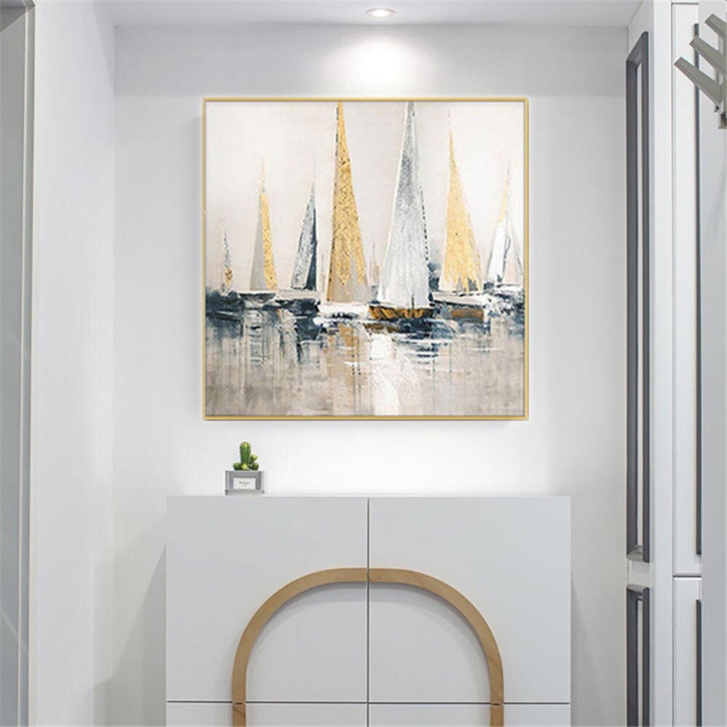 Modern Abstract Sailboats Canvas Oil Painting