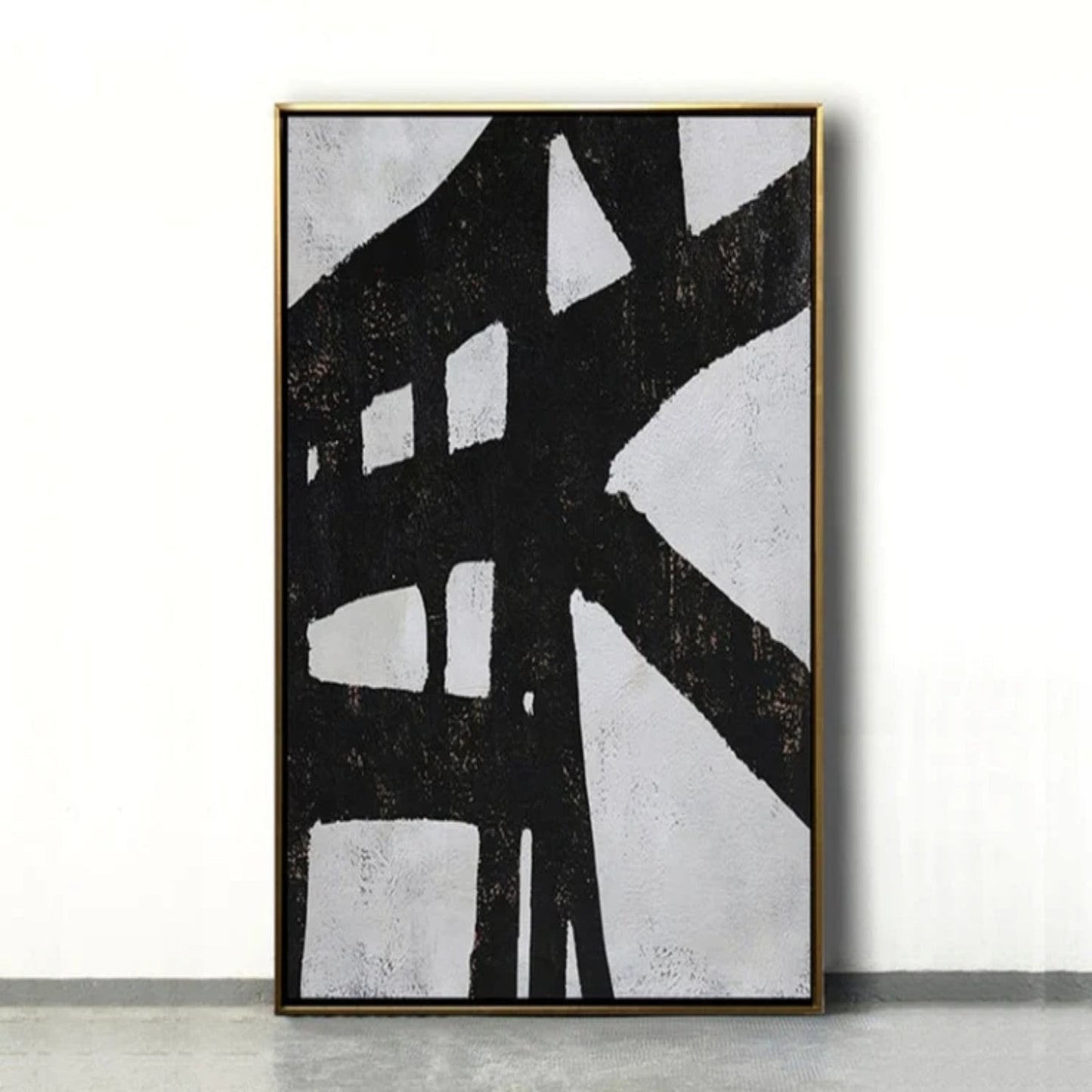 Modern Black White Minimalist Canvas Oil Painting